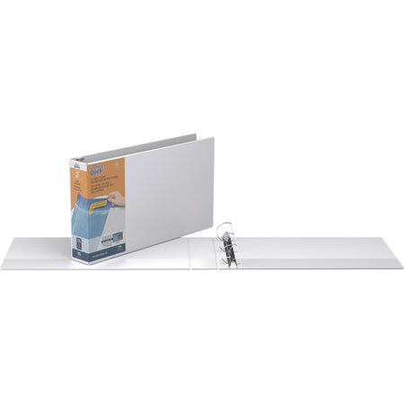 QuickFit D-ring Ledger Binder - 2" Binder Capacity - Ledger - 11" x 17" Sheet Size - Fastener(s): D-Ring - Pocket(s): 1, Internal - White - Recycled - Label Holder, Clear Overlay, Heavy Duty - 1 Each