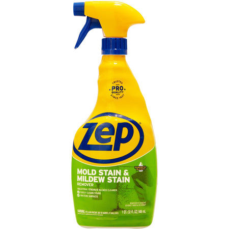 Zep No-Scrub Mold/Mildew Remover - For Tile, Fiberglass, Grout - 32 fl oz (1 quart) - Recommended For: Stain Remover - Disinfectant - Blue - 1 Each