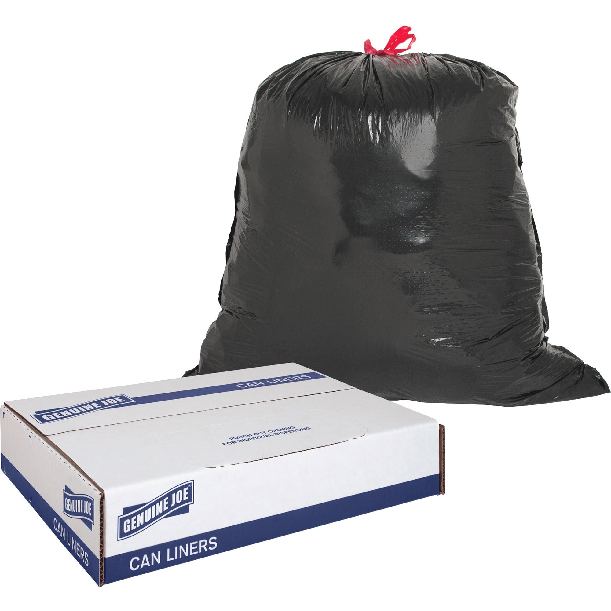 Genuine Joe Medium Trash Can Liners - 30 gal Capacity - Drawstring Closure - Bags &