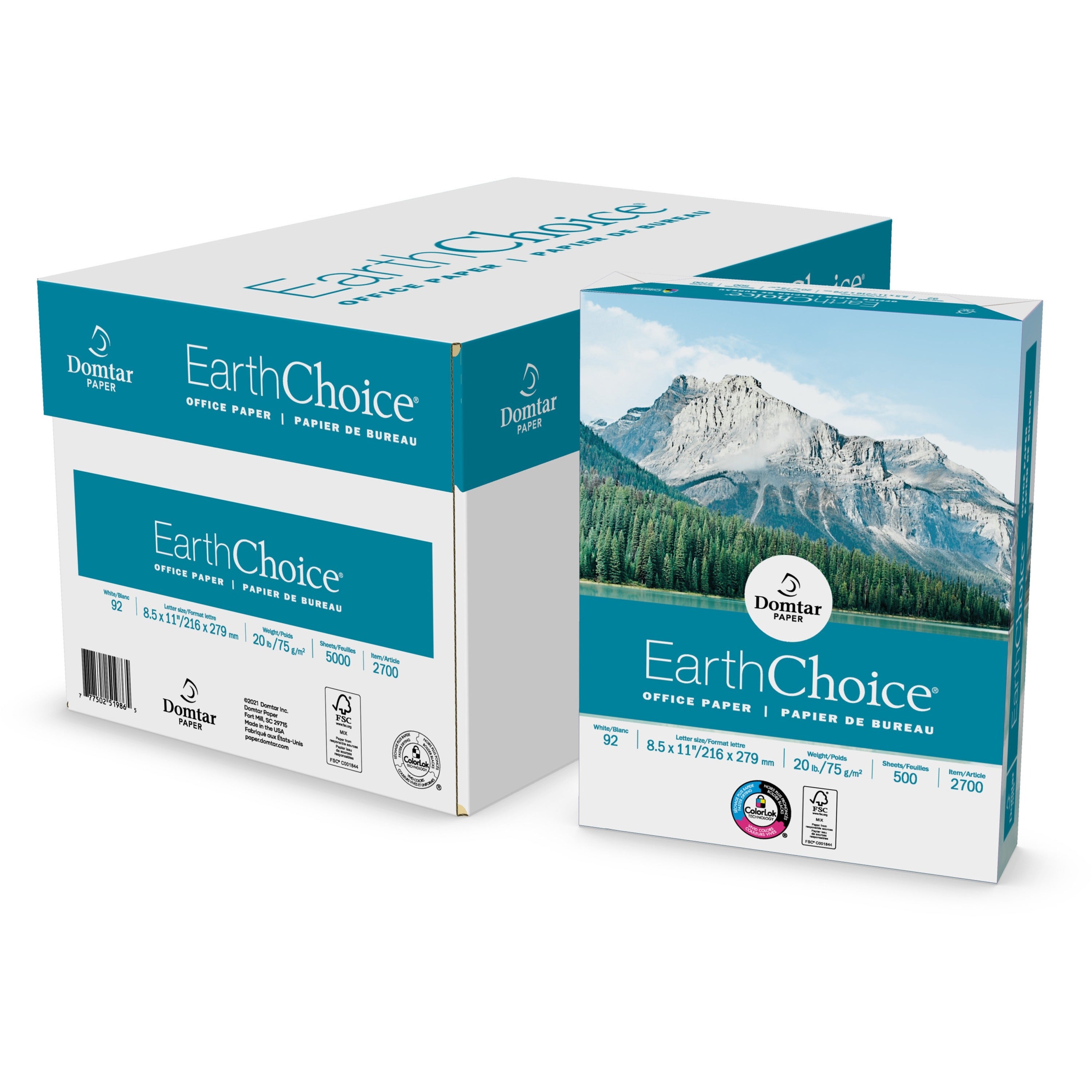 EarthChoice Office Paper: White Letter Size 20 lb Basis Weight - 500 Sheets per Ream - Copy & Printer Paper