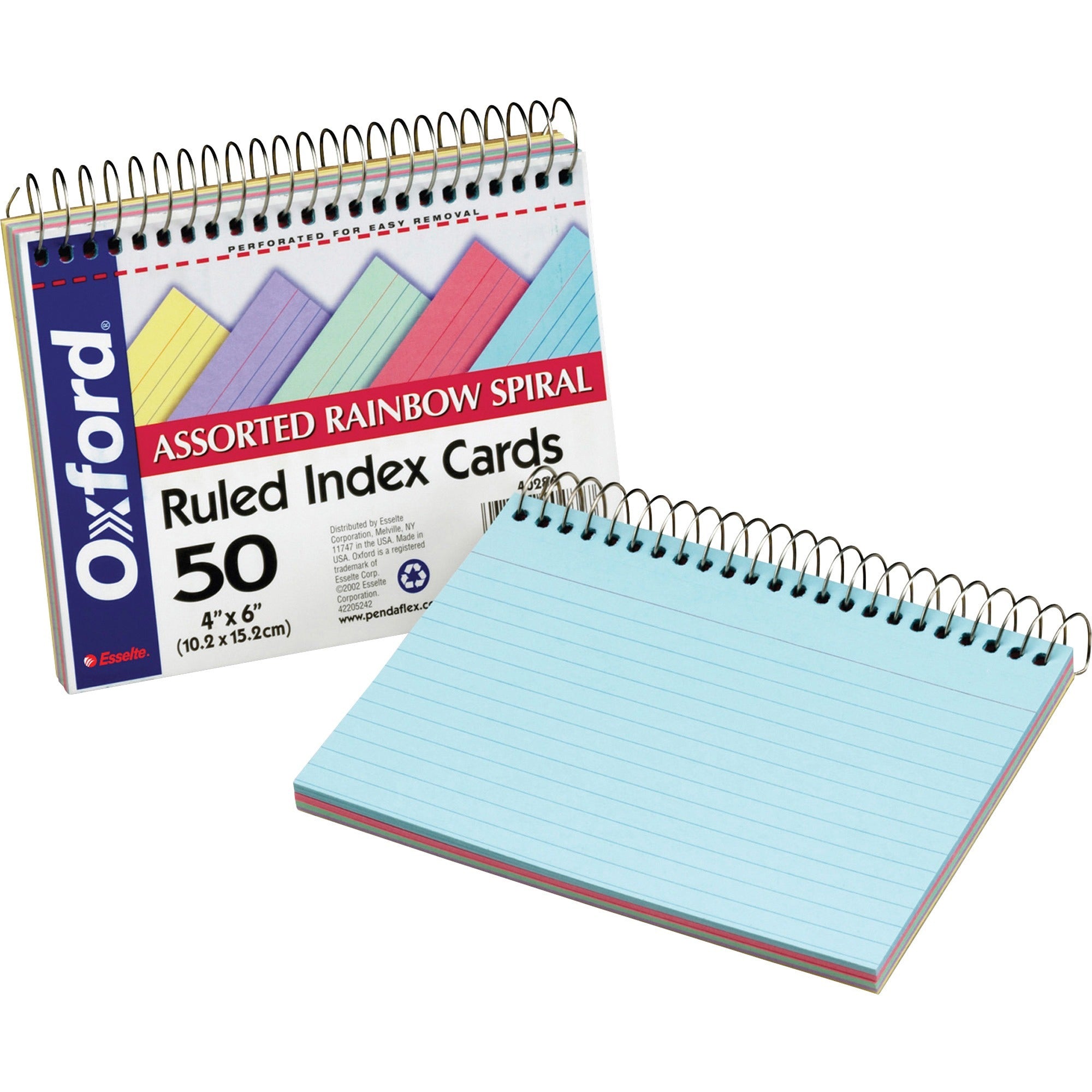 TOPS Oxford Spiral Bound Ruled Index Cards - Ruled Front Ruling - 6" x 4" Sheet Size - Perforated - 1 Each