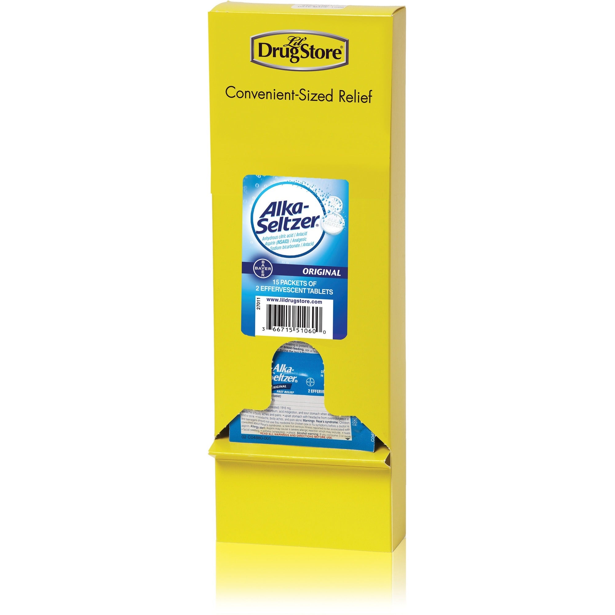Alka-Seltzer Antacid Single-Dose Refills - For Acid Indigestion, Sour Stomach, Heartburn, Pain, Headache - 2/Packet - 15 / Box