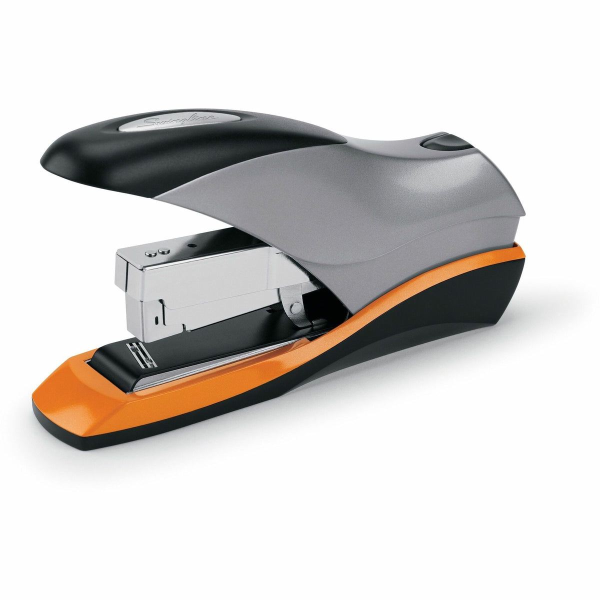 Swingline Optima 70 Desk Stapler - Staples Upto 70 Sheet of 20lb Paper - Holds Upto 105 Staple - Half Strip - Staple Size: 0.38" - Front Loading - Silver, Black - Metal - 1 Each