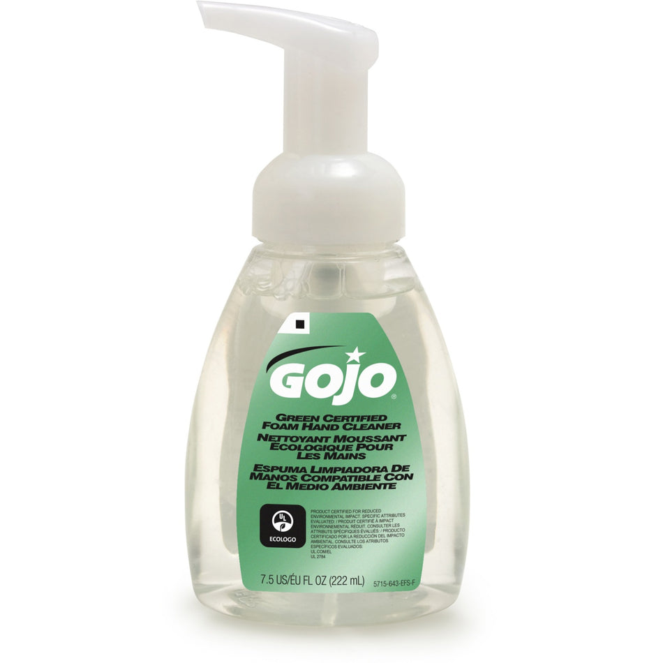 Gojo® Green Certified Foam Hand Cleaner - 7.50 fl oz - Push Pump Dispenser - Hand - Clear - Bio-based - 1 Each