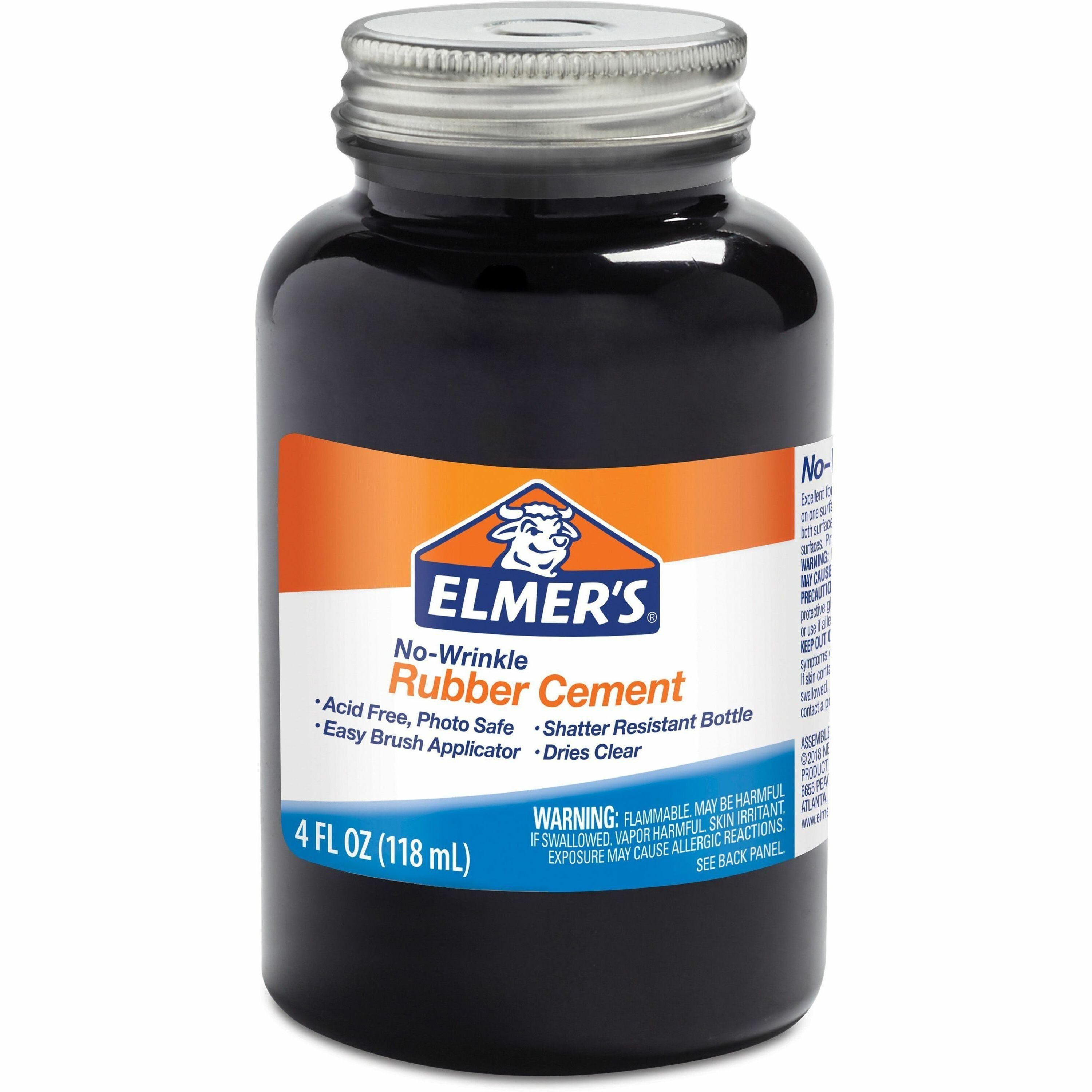 Elmer's ROSS 4 oz Bottle Rubber Cement with Brush - 4 oz - Brown - 1 Each