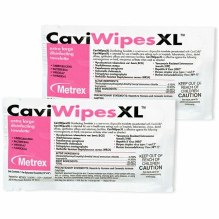 Metrex Caviwipes XL Disinfecting Towelettes - Disinfectant, Bleach-free, Fragrance-free - White - 50 / Box