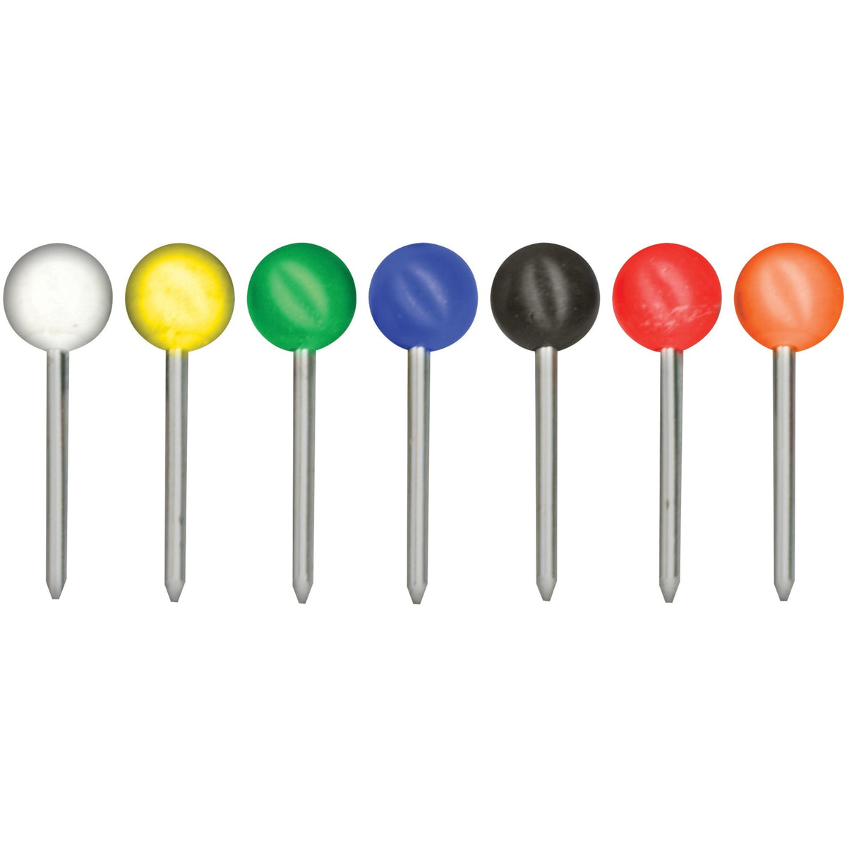 Gem Office Products Round Head Map Tacks - 0.18" Head - 0.4" Length - Assorted - 250 / Box