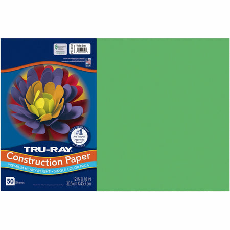 Tru-Ray Heavyweight Construction Paper - Art, Drawing - 18" Width x 12" Length - Festive Green - Sulphite - 50 / Pack