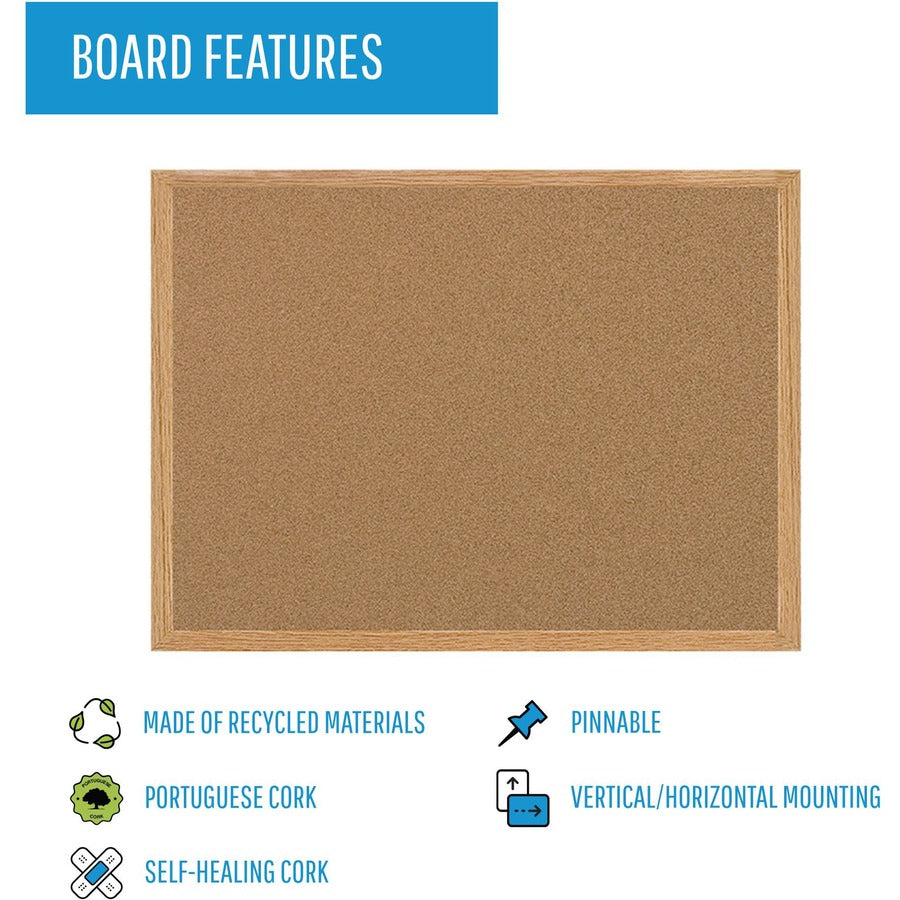 MasterVision Earth Series Recycled Cork Bulletin Boards - 48" Board Height x 72" Board Width - Cork Surface - Self-healing - Wood Frame - 1 Each