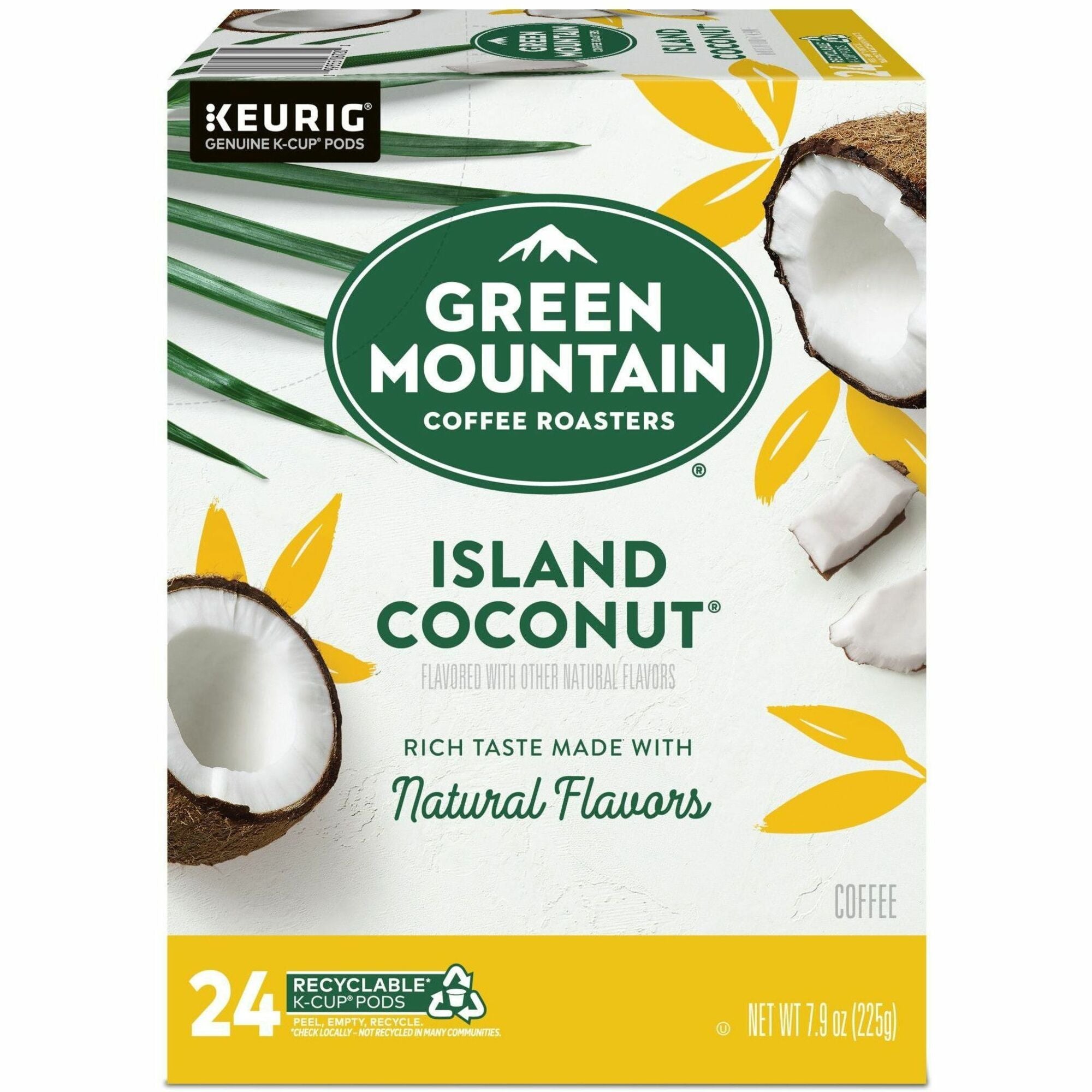 Green Mountain Coffee K-Cup, Pod Island Coconut Keurig Single-Serve K-Cup Pods, Light Roast Coffee, 24 Count - Compatible with Keurig Brewer - Regular - Light - K-Cup, Pod - Kosher - 24 / Pack