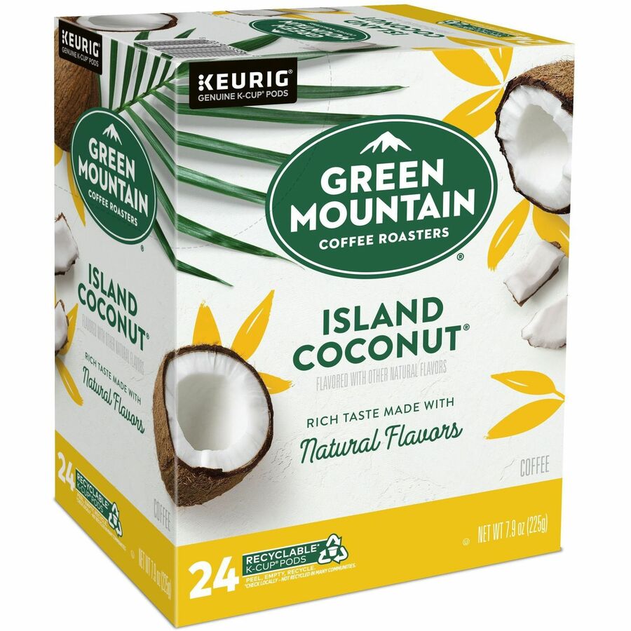 Green Mountain Coffee K-Cup, Pod Island Coconut Keurig Single-Serve K-Cup Pods, Light Roast Coffee, 24 Count - Compatible with Keurig Brewer - Regular - Light - K-Cup, Pod - Kosher - 24 / Pack