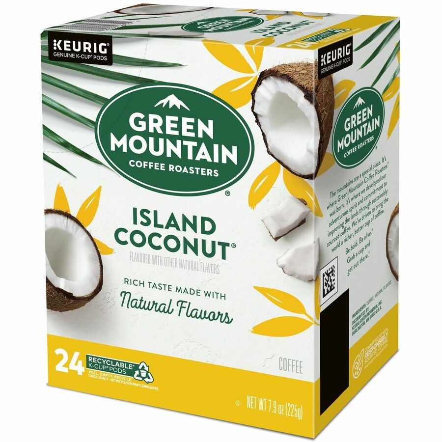 Green Mountain Coffee K-Cup, Pod Island Coconut Keurig Single-Serve K-Cup Pods, Light Roast Coffee, 24 Count - Compatible with Keurig Brewer - Regular - Light - K-Cup, Pod - Kosher - 24 / Pack