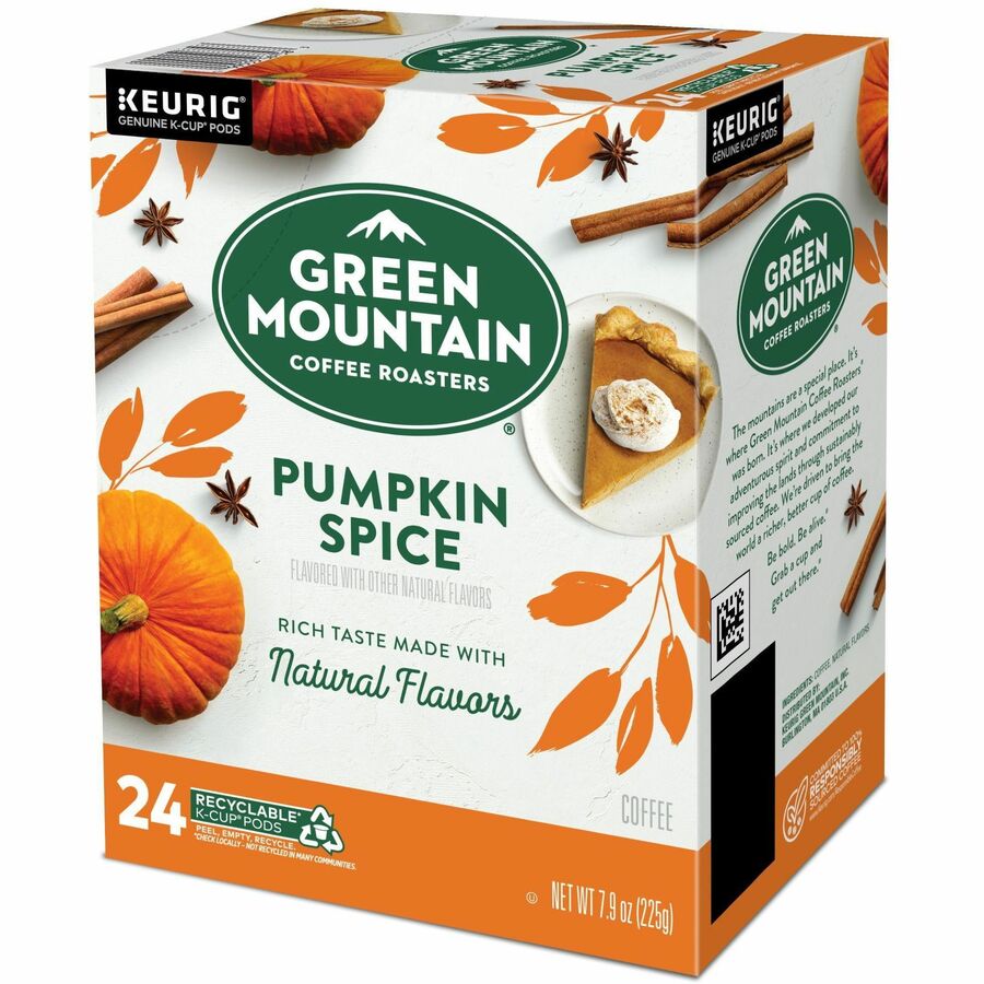Green Mountain Coffee Roasters® K-Cup, Pod Pumpkin Spice Coffee, Keurig Single-Serve K-Cup Pods, Light Roast, 24 Count - Compatible with Keurig Brewer - Regular - Light - K-Cup, Pod - Kosher - 24 / Pack