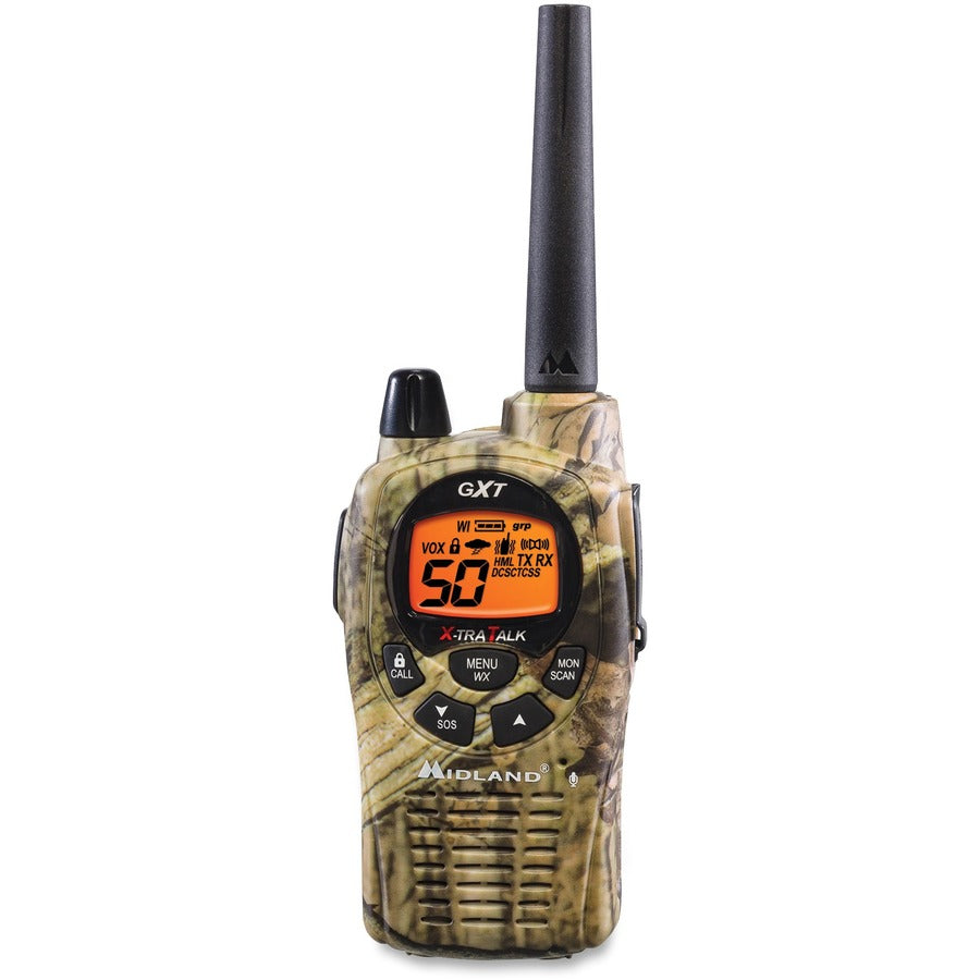 Midland GXT1050VP4 2-Way Pair - 50 Radio Channels - Upto 190080 ft - 38 Total Privacy Codes - CTCSS - Auto Squelch, Keypad Lock, Silent Operation - Water Proof - AA - 2 / Each