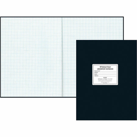 Rediform Quad Ruled Laboratory Notebook - 60 Sheets - 8 1/2" x 11" Sheet Size - White Paper - Black Cover - Hard Cover, Heavyweight - Recycled - 1 Each