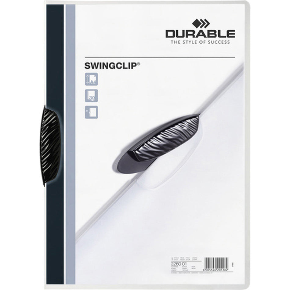 SWINGCLIP Letter Report Cover - 8 1/2" x 11" - 30 Sheets Capacity - Polypropylene - Clear - Wear Resistant - 25 / Box
