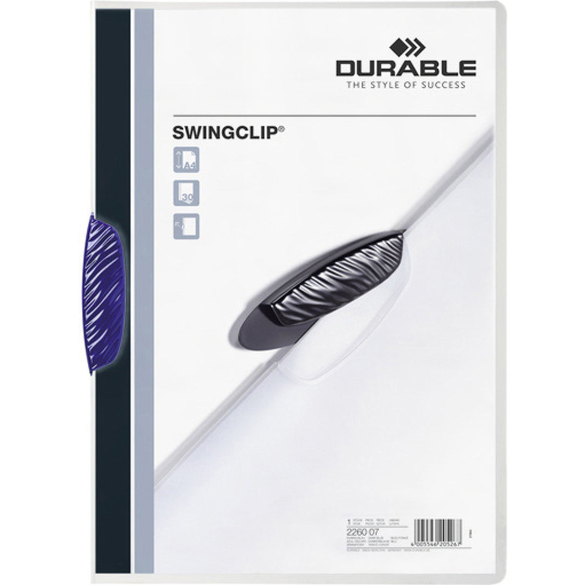 SWINGCLIP Letter Report Cover - 8 1/2" x 11" - 30 Sheets Capacity - Polypropylene - Dark Blue - Wear Resistant - 25 / Box