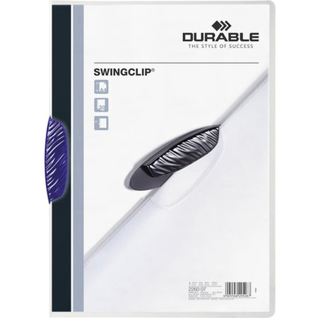 SWINGCLIP Letter Report Cover - 8 1/2" x 11" - 30 Sheets Capacity - Polypropylene - Dark Blue - Wear Resistant - 25 / Box