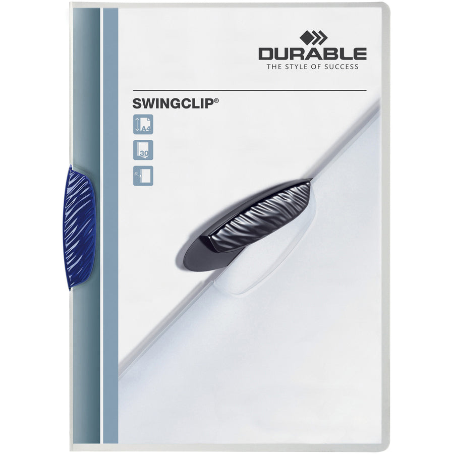 SWINGCLIP Letter Report Cover - 8 1/2" x 11" - 30 Sheets Capacity - Polypropylene - Dark Blue - Wear Resistant - 25 / Box