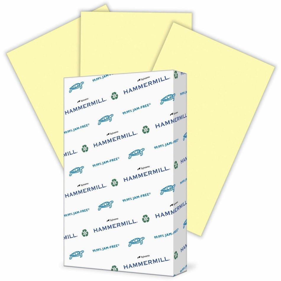 Hammermill Colors Recycled Copy Paper - Canary - Legal - 8 1/2" x 14" - 20 lb Basis Weight - Sustainable Forestry Initiative (SFI) - Jam-free - Canary - 500 / Ream