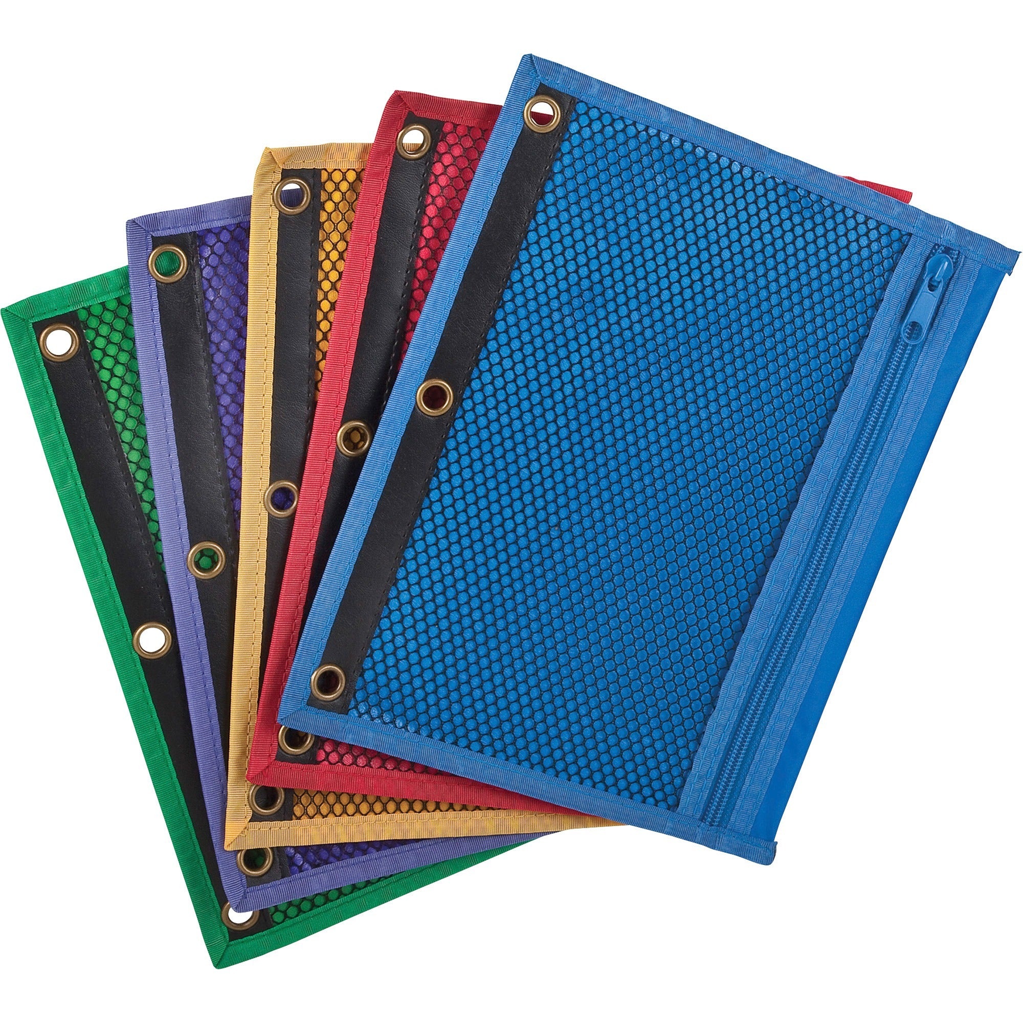 Oxford Zipper Binder Pockets - For 7 1/2" x 10 1/2" Sheet - Ring Binder - Assorted - Vinyl - 1 Each