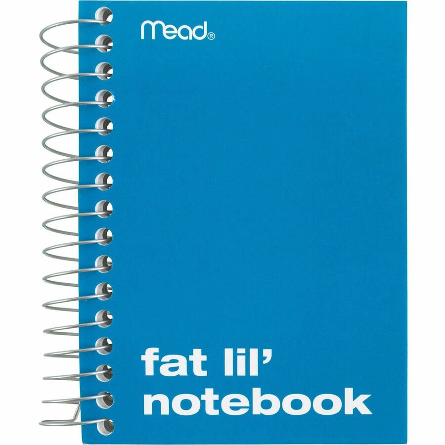 Mead Fat Lil' Notebook - 200 Sheets - Wire Bound - 4" x 5 1/2" Sheet Size - White Paper - Assorted Cardboard Cover - Perforated - 1 Each