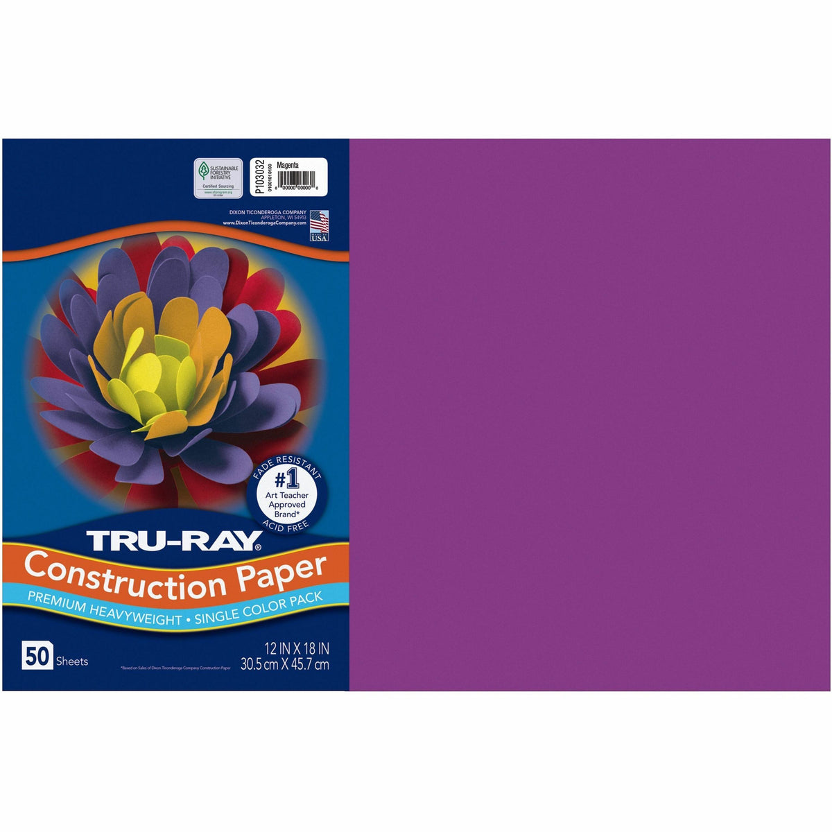 Tru-Ray Heavyweight Construction Paper - Art - 0.50" Height x 12" Width x 18" Depth - Magenta - Sulphite - 50 / Pack