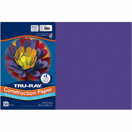 Tru-Ray Heavyweight Construction Paper - Art - 12" Width x 18" Depth - Purple - Sulphite - 50 / Pack