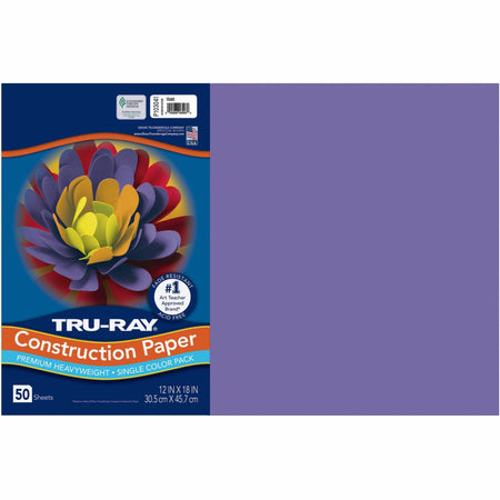 Tru-Ray Heavyweight Construction Paper - Art - 0.50" Height x 12" Width x 18" Depth - Violet - Sulphite - 50 / Pack