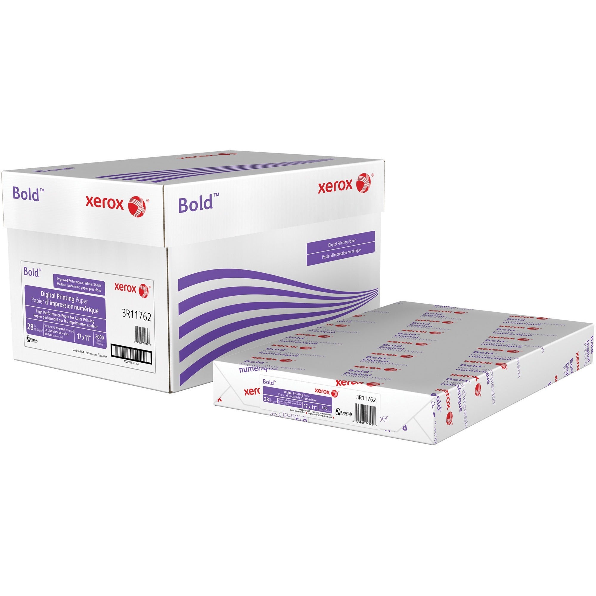 Xerox Bold Digital Printing Paper - White - 100 Brightness - 17" x 11" - 28 lb Basis Weight - Uncoated - White - 500 / Ream