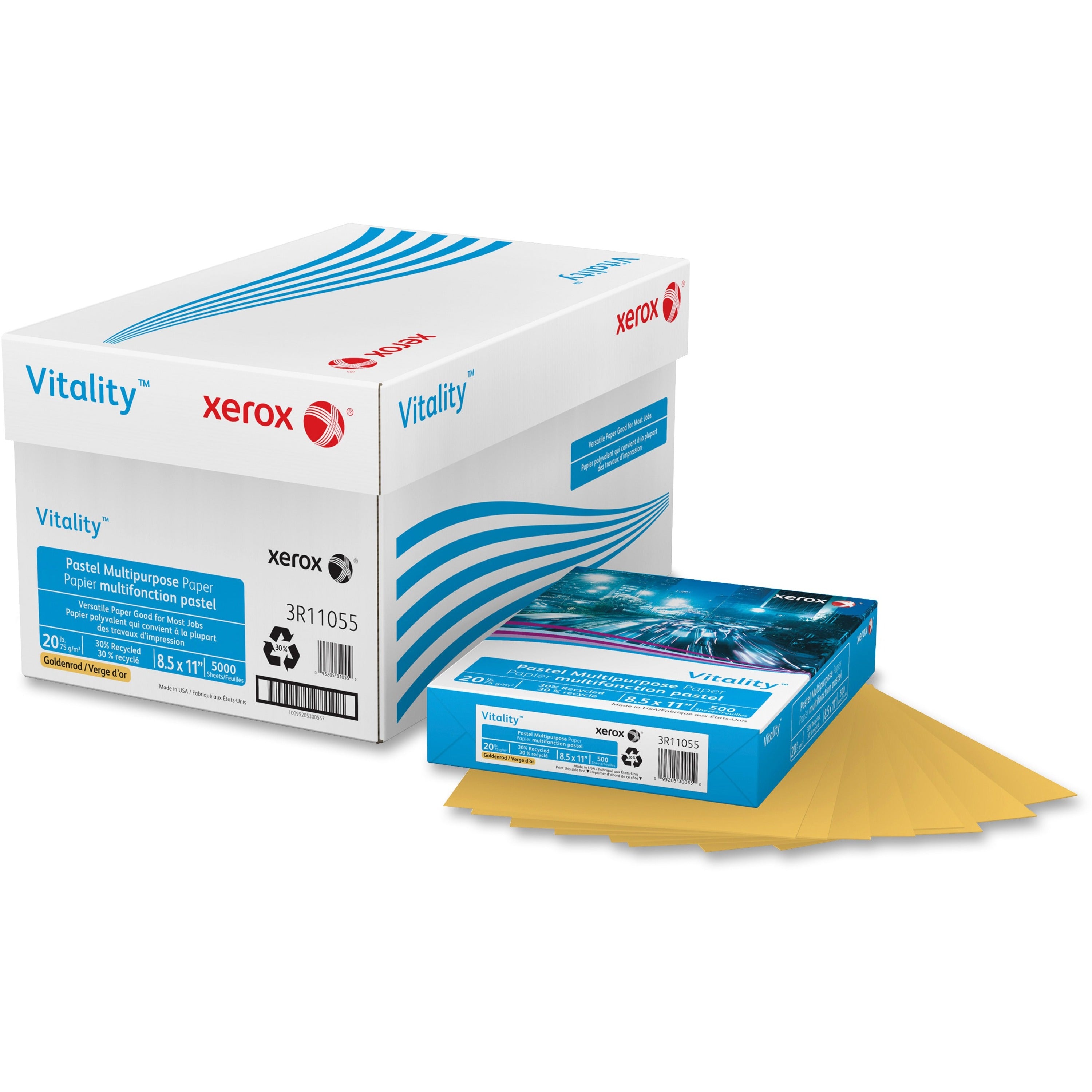 Xerox Vitality Multipurpose Pastel Paper - Letter - 8 1/2" x 11" - 20 lb Basis Weight - Jam-free - Goldenrod - 500 / Ream