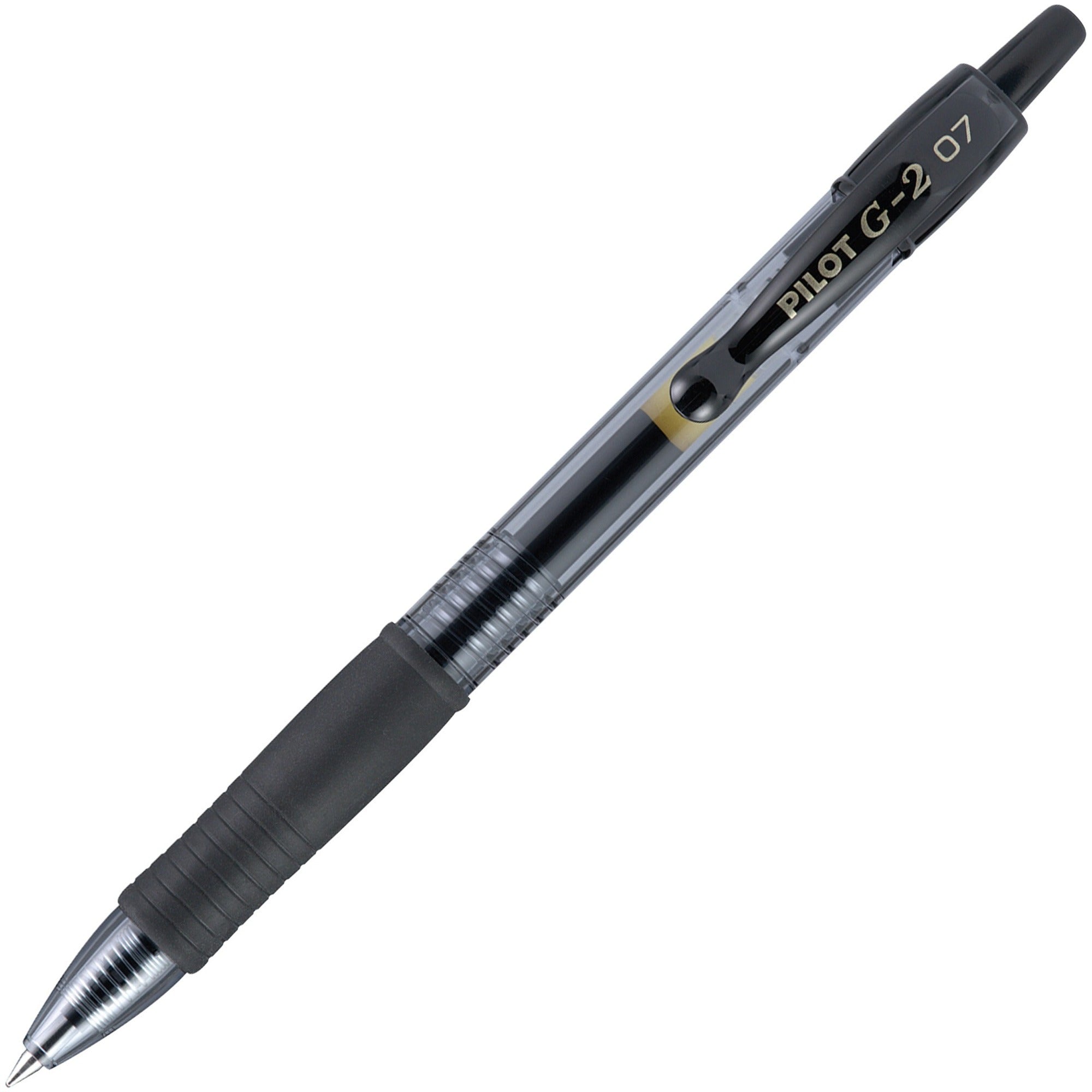 Pilot G2 Retractable Gel Ink Rollerball Pens - 0.7 mm Fine Pen Point - Refillable - Retractable - Black Ink - Gel-based - 1 Dozen