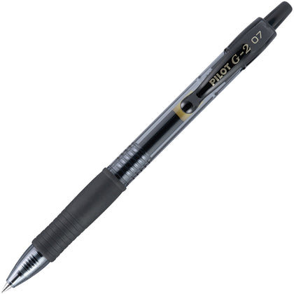Pilot G2 Gel Rollerball Pens - 0.7mm Fine Point - Refillable & Retractable - Black Ink - 1 Dozen