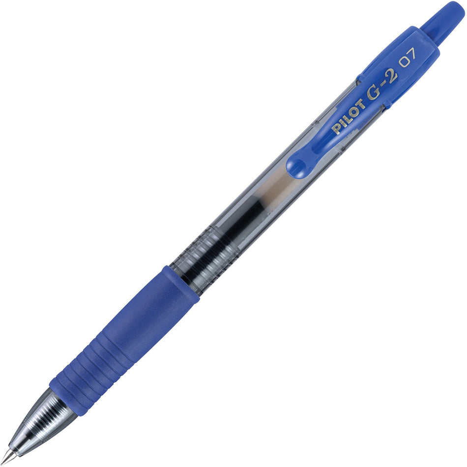 Pilot G2 Retractable Gel Ink Rollerball Pens - 0.7 mm Fine Pen Point - Refillable - Retractable - Blue Ink - Gel-based - 1 Dozen