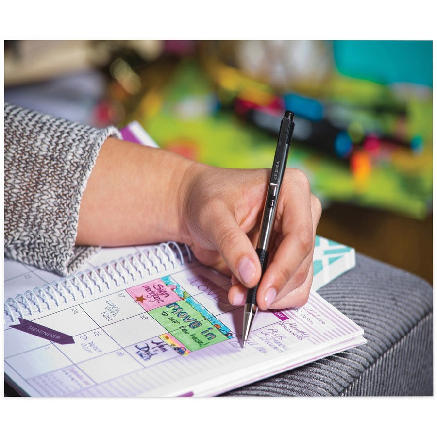 Zebra STEEL 3 Series F-301 Retractable Ballpoint Pen - Fine Pen Point - Refillable - Retractable - Blue Ink - Stainless Steel Stainless Steel, Blue Barrel - 2 / Pack