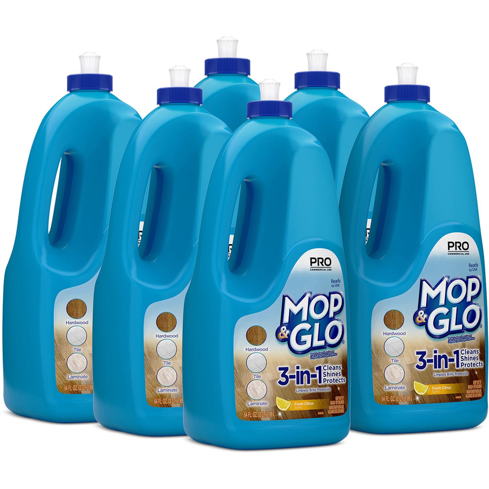 Professional MOP & GLO® Triple Action Floor Shine Cleaner - For Wood Floor, Vinyl Floor, Linoleum Floor, Ceramic Tile Floor, Tile - 64 oz (4 lb) - Fresh Citrus Scent - Tan - 6 / Carton
