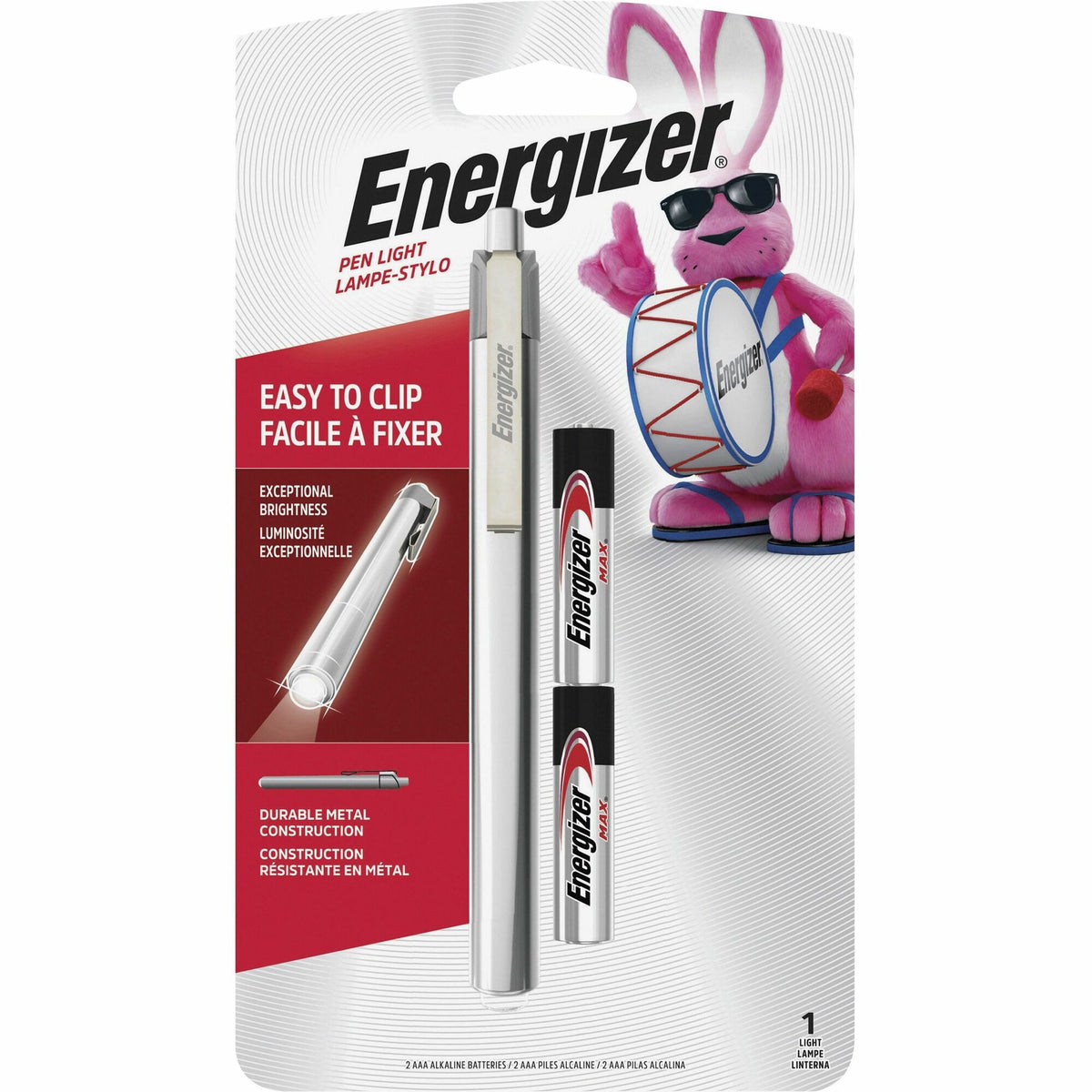Energizer LED Pen Light - LED - 35 lm Lumen - AAA - Battery - Stainless Steel - Impact Resistant, Drop Resistant - Silver - 1 Each