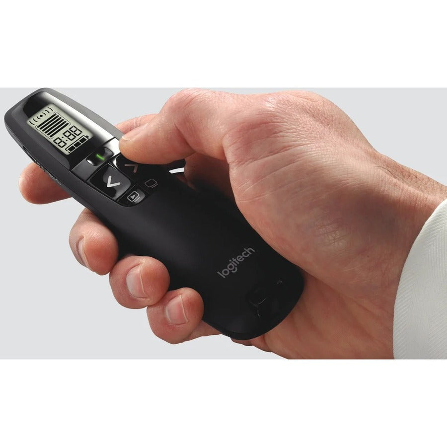 Logitech R800 Laser Presentation Remote - For Visual Presenter LCD - Radio Frequency - 100 ft Operating Distance - BatteryBlack - 1 Each
