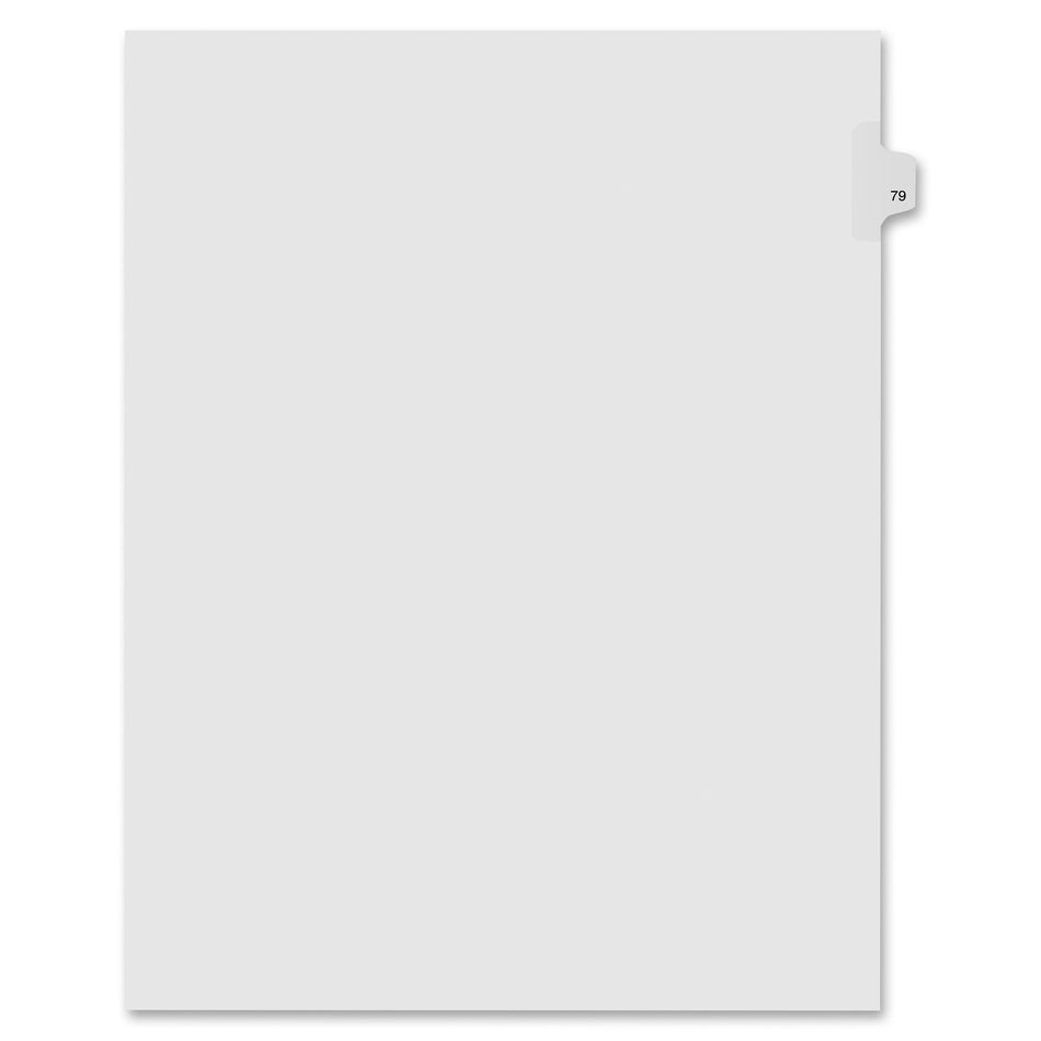 Kleer-Fax Numeric Laminated Tab Index Dividers - Printed Tab(s) - Digit - 79 - 25 Tab(s)/Set - 8.5" Divider Width x 11" Divider Length - Letter - White Divider - 100% Recycled - Unpunched, Laminated Tab - 25 / Pack