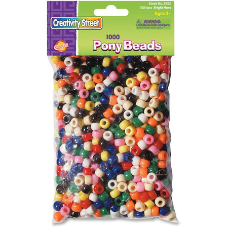 Creativity Street Pony Beads - Art, Craft - Assorted - Plastic - 1000 / Pack