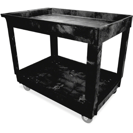 Rubbermaid Commercial 4" Casters 2-shelf Utility Cart - 2 Shelf - Push Handle Handle - 4" Caster Size - Foam - x 32.4" Width x 25.6" Depth x 40.2" Height - Black - 1 Each