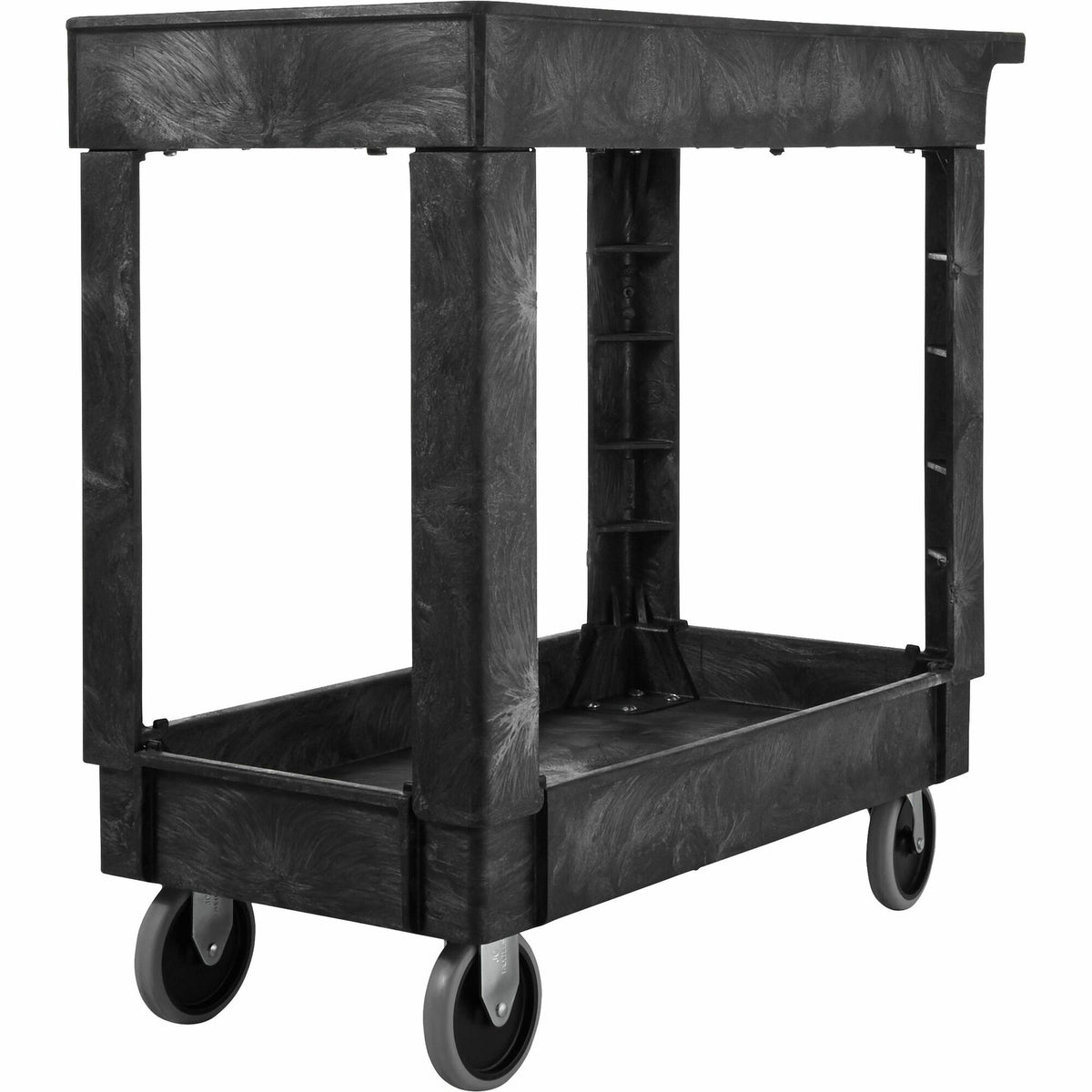 Rubbermaid Commercial 9T6600 Heavy-Duty Utility Cart - 2 Shelf - 500 lb Capacity - 4 Casters - 5" Caster Size - 34.25" Length x 17.37" Width x 31.50" Height - Black - 1 Each