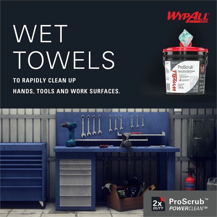 Wypall PowerClean ProScrub Heavy Duty Wet Towels - Alternate-Image6