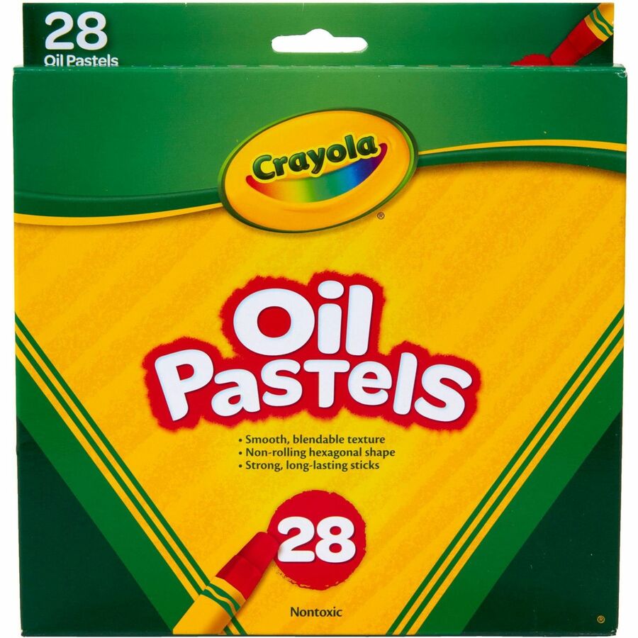 Crayola Jumbo 28 Oil Pastels - Apricot, Black, Blue, Green Blue, Blue-violet, Brown, Gray, Green, Metallic Silver, Orange, Peach, ... - 28 / Set