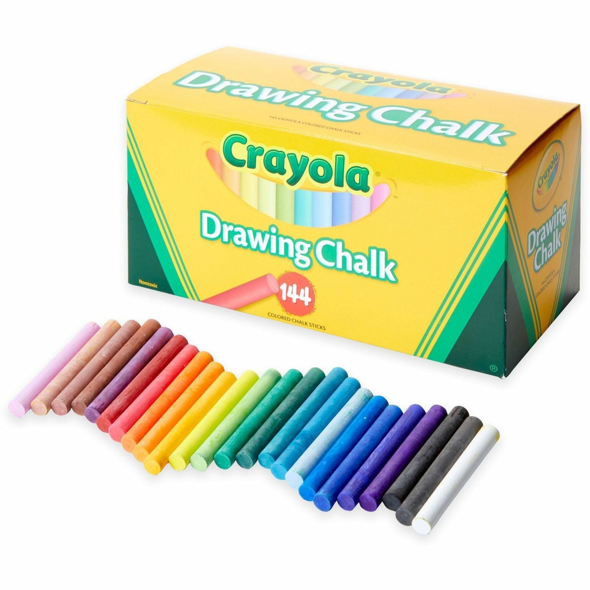 Crayola Colored Drawing Chalk Sticks - 3.2" Length x 0.4" Diameter - Assorted - Non-toxic - 144 / Box