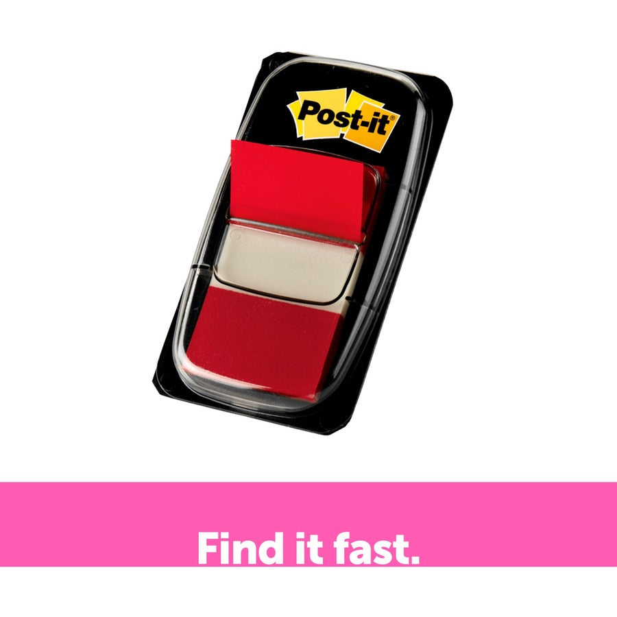 Post-it®  Red Flag Value Pack - 600 x Red - 1" Flag/Note Width x 1 3/4" Flag/Note Length - Rectangle - Unruled - Red - Removable, Writable - Dispenser Included - 50/Dispenser Box - 12 / Box