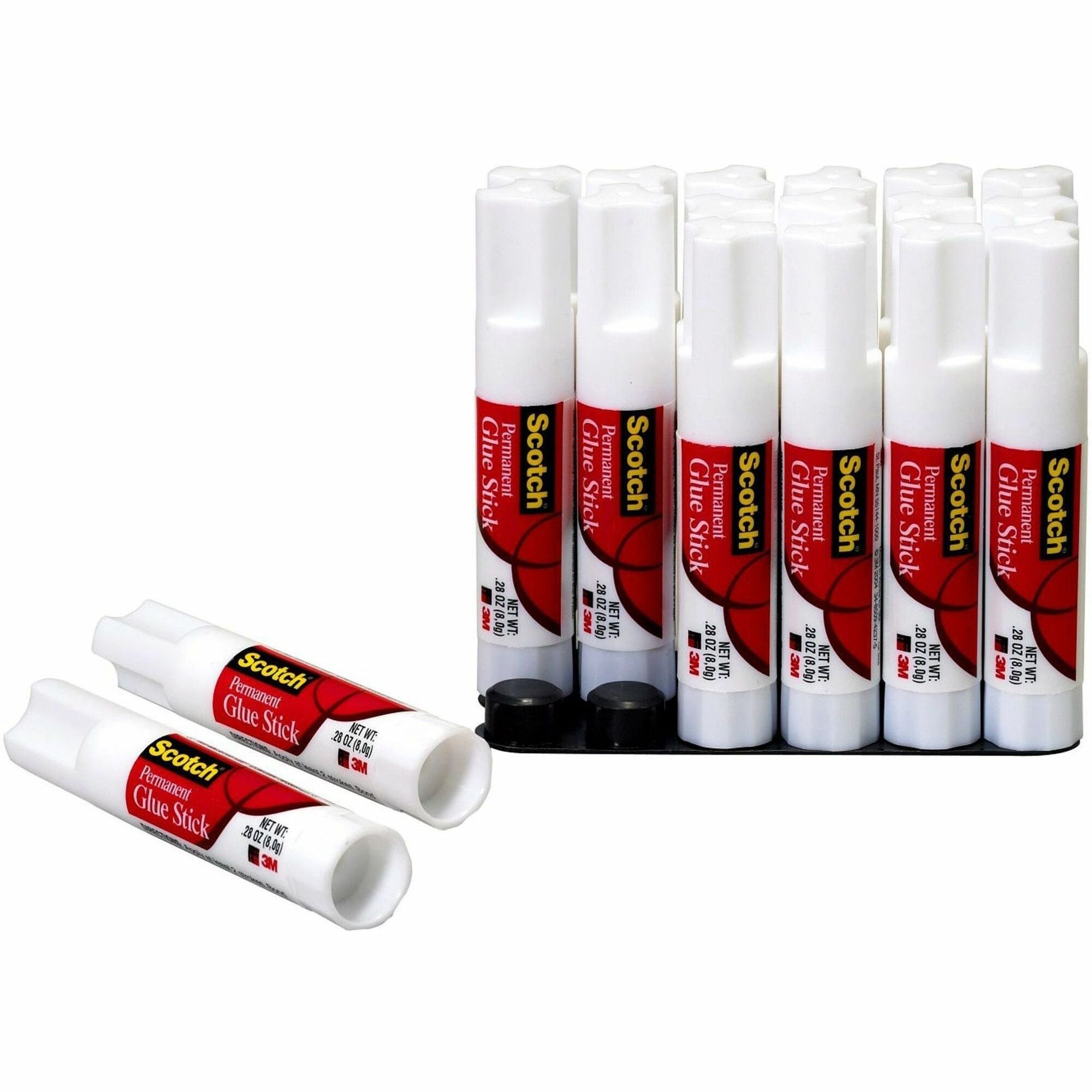 Scotch Permanent Glue Sticks - 0.28 oz - White - 18 / Pack