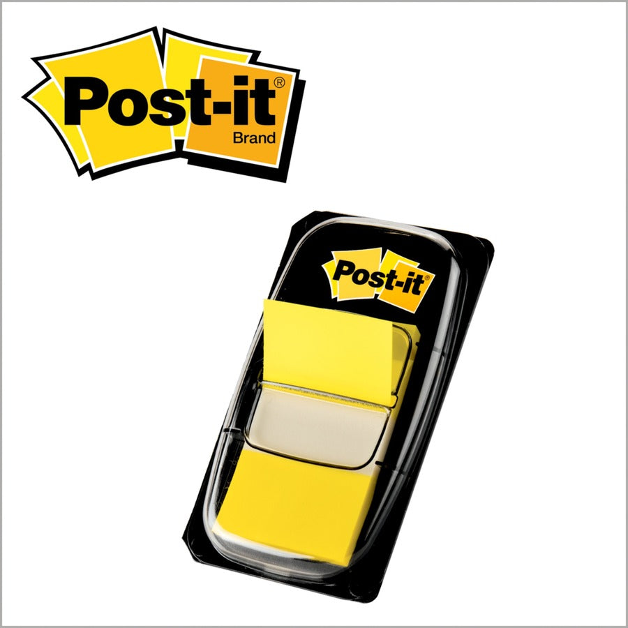 Post-it®  Yellow Flag Value Pack - 600 x Yellow - 1" Flag/Note Width x 1 3/4" Flag/Note Length - Rectangle - Unruled - Yellow - Removable, Writable, Repositionable - Dispenser Included - 50/Dispenser Box - 12 / Box