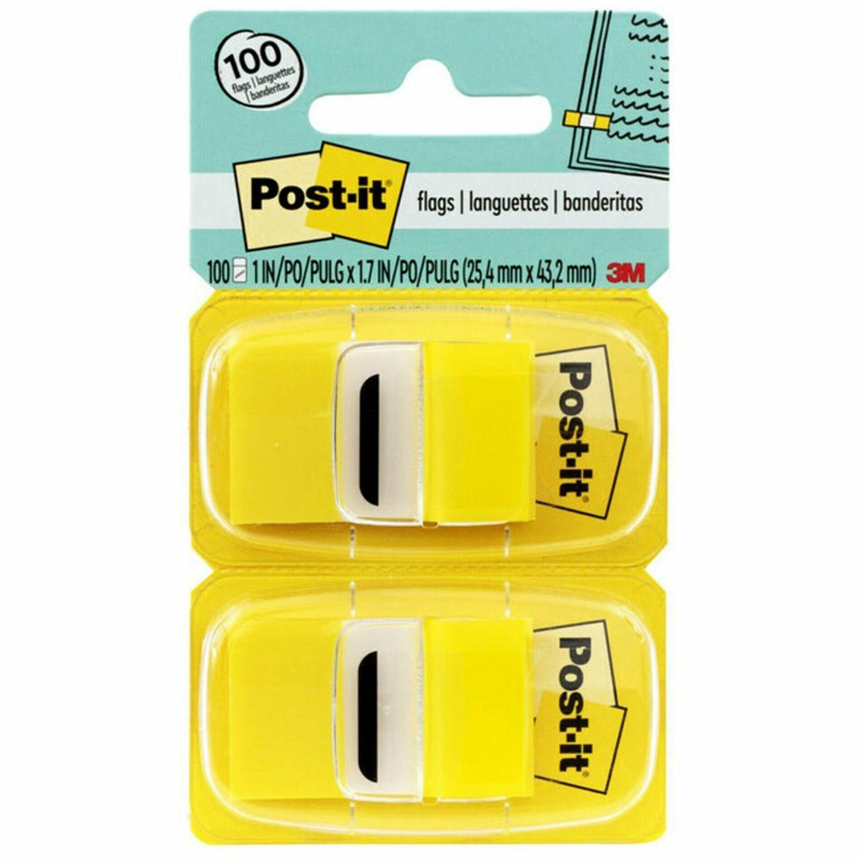 Post-it®  Yellow Flag Value Pack - 600 x Yellow - 1" Flag/Note Width x 1 3/4" Flag/Note Length - Rectangle - Unruled - Yellow - Removable, Writable, Repositionable - Dispenser Included - 50/Dispenser Box - 12 / Box