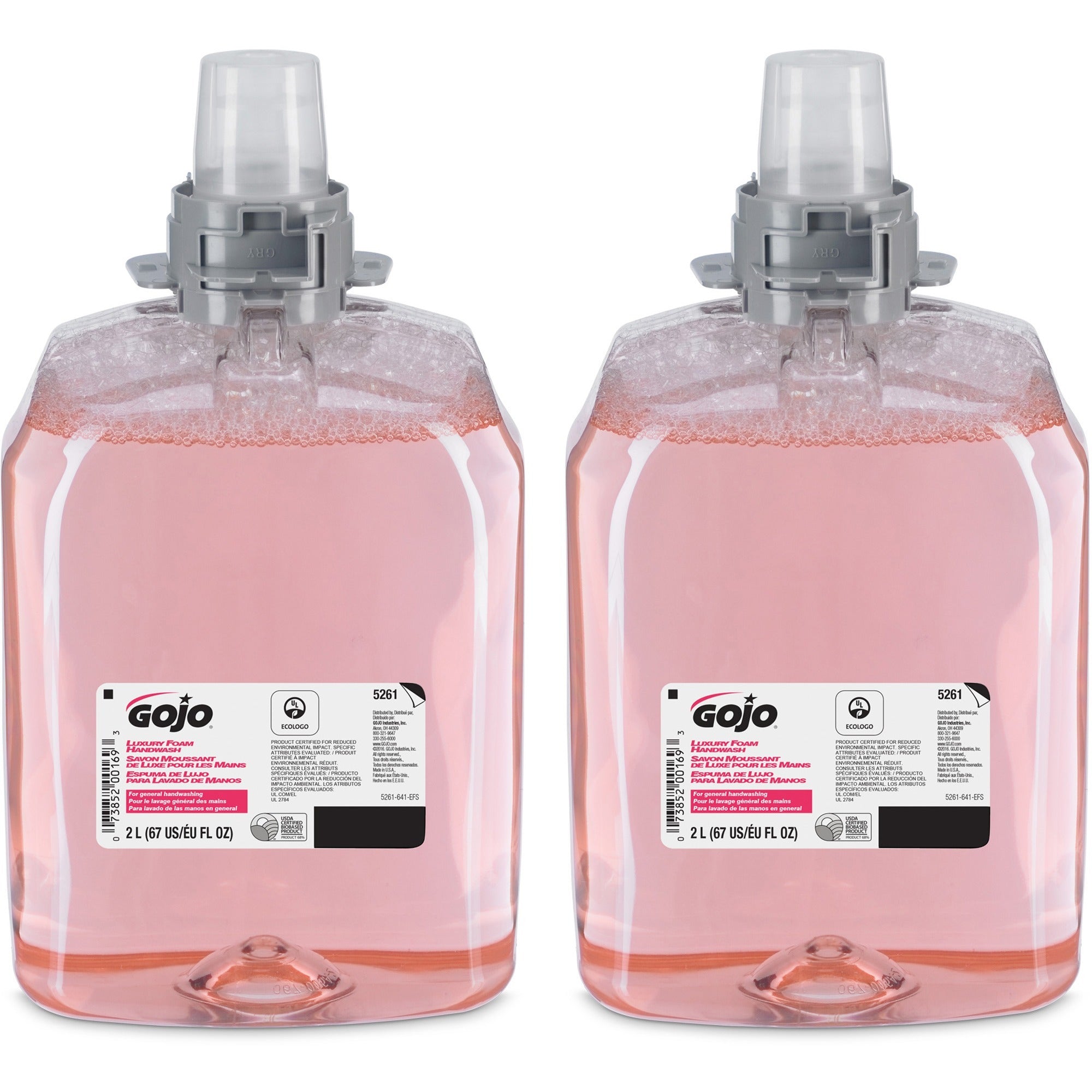 Gojo® FMX-20 Luxury Foam Soap - Cranberry Scent - 2.11 quart - Hand - Moisturizing - Translucent Pink - Bio-based - 2 / Carton